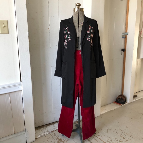 Fate by LFD Jackets & Coats Fate By Lfd Black Embroidered Duster